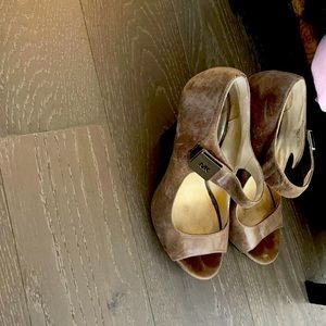 Michael Kors Grey Platform Peep Toe Pumps